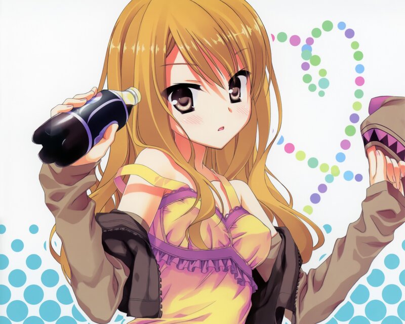 Anime girl with soda bottle