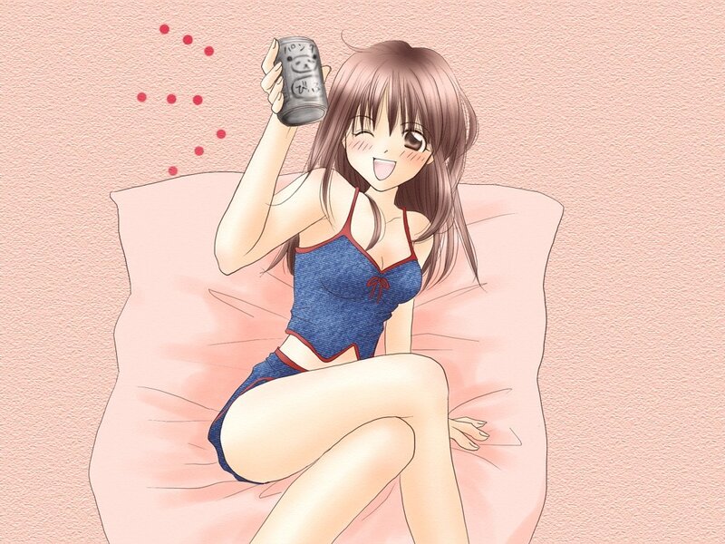 Anime girl with soda can