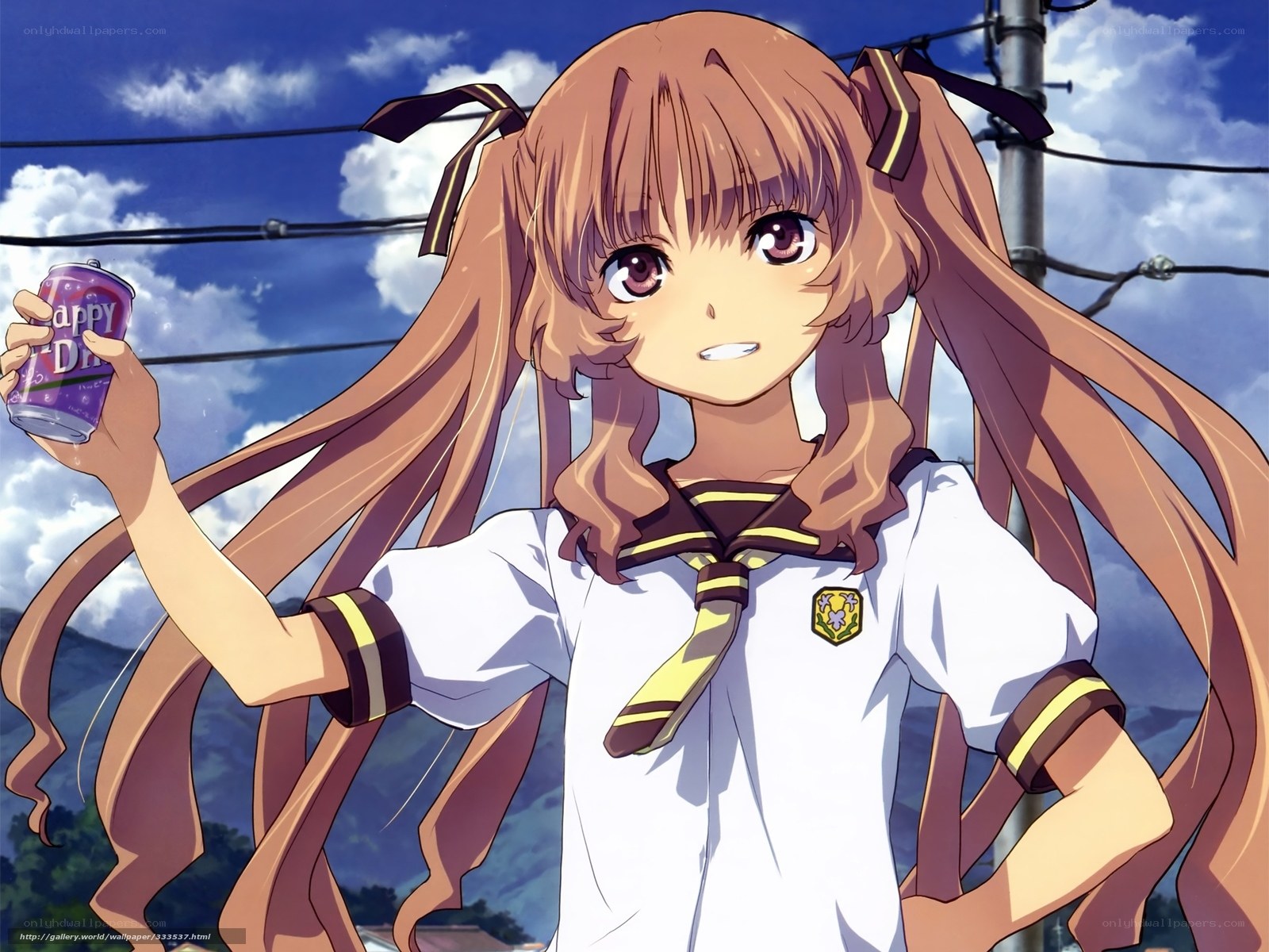 anime girl with soda can