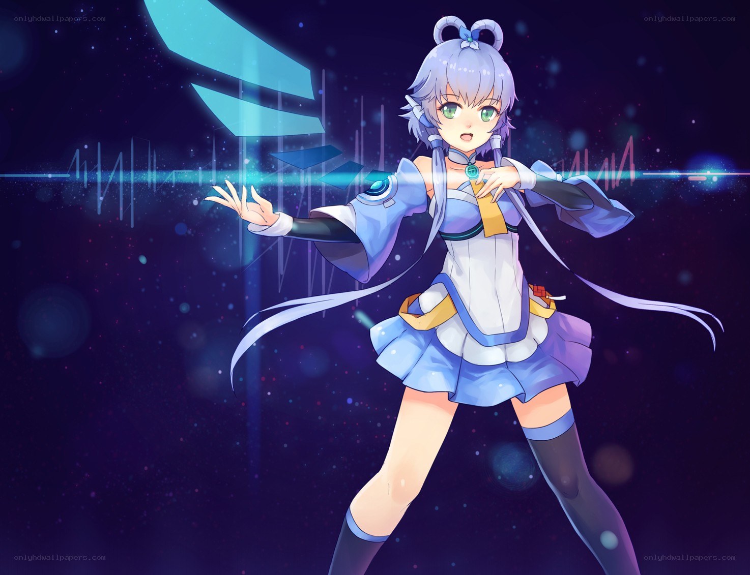 anime girl with sound waves
