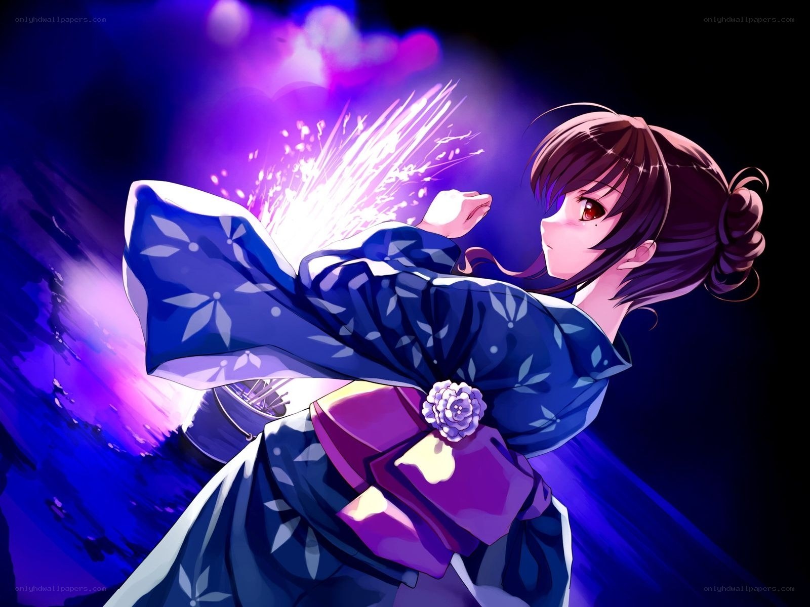 anime girl with spark magic