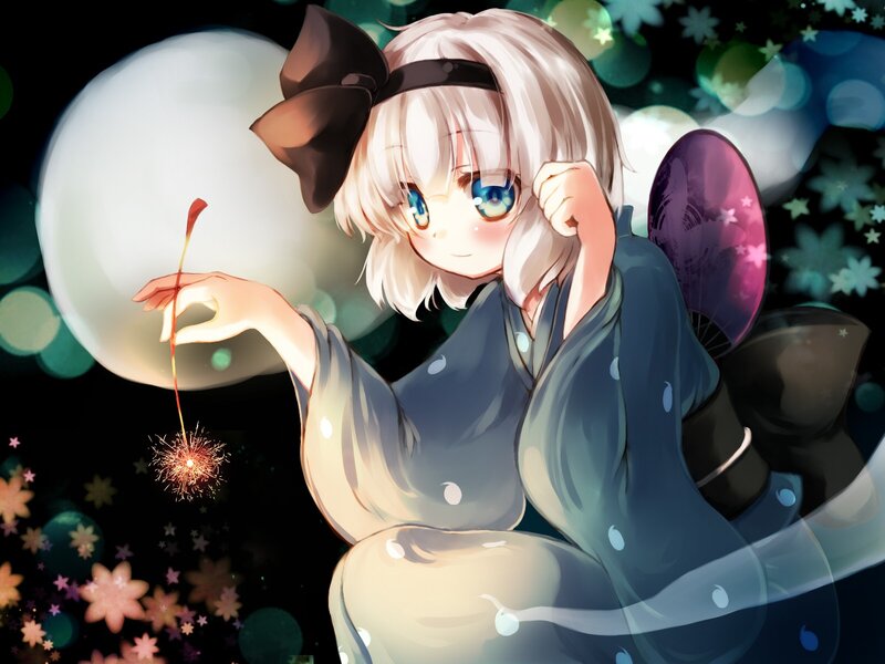 Anime girl with sparkler