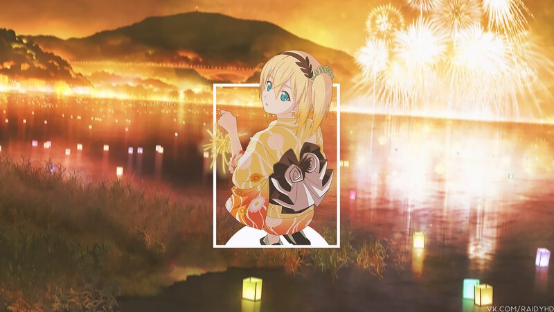 Anime Girl with Sparkler — Orange