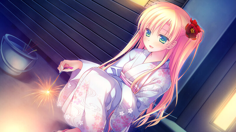 Anime Girl with Sparkler — Pink, Calm