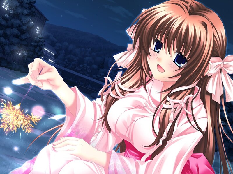 Anime Girl with Sparkler — Pink