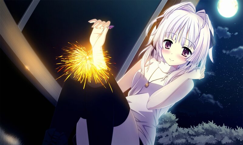 Anime Girl with Sparkler — Purple, Calm