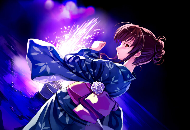 Anime Girl with Sparkler — Purple, Dramatic