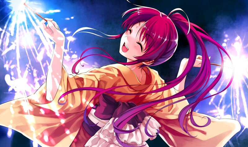 anime girl with sparklers