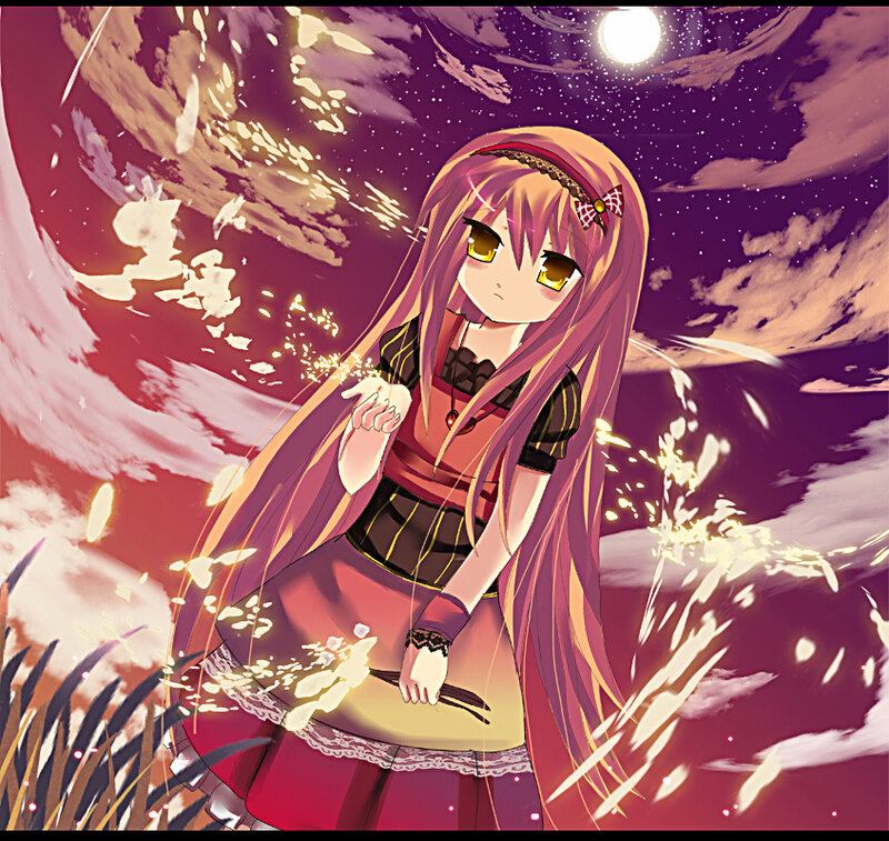 anime girl with sparklers