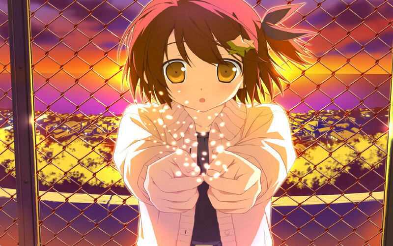 Anime Girl with Sparkles — Orange