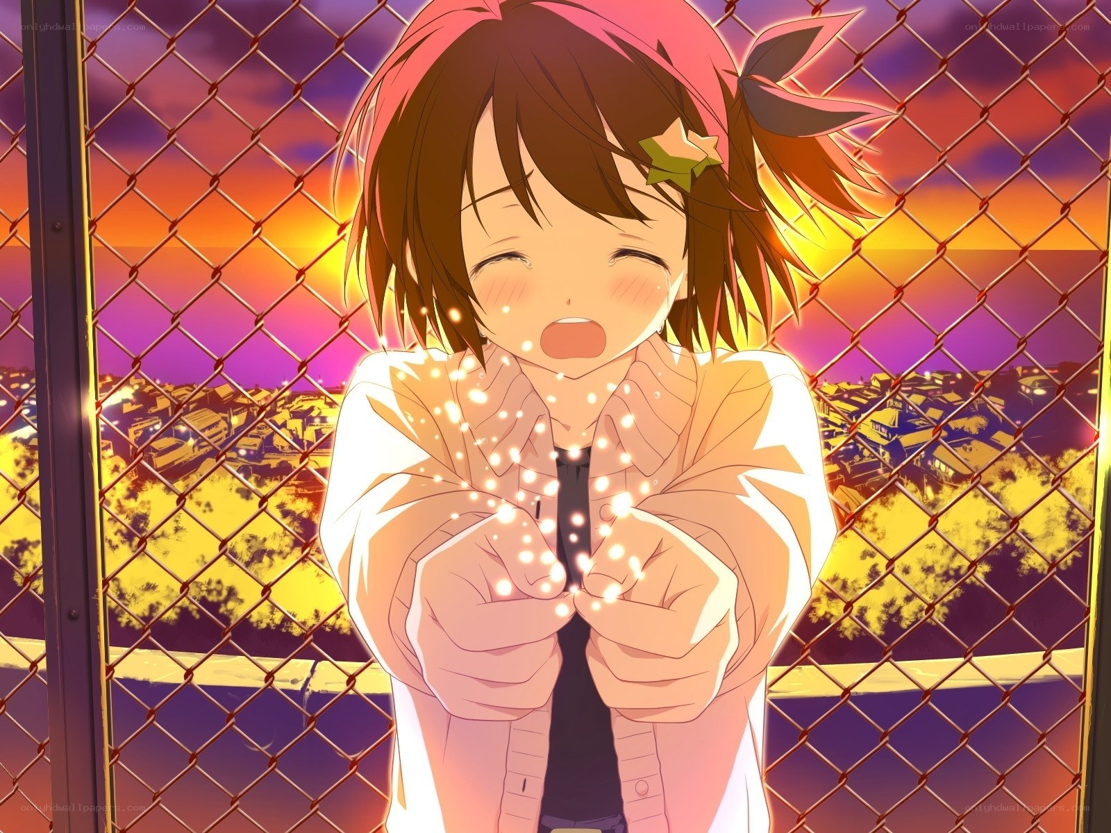 Anime girl with sparkles