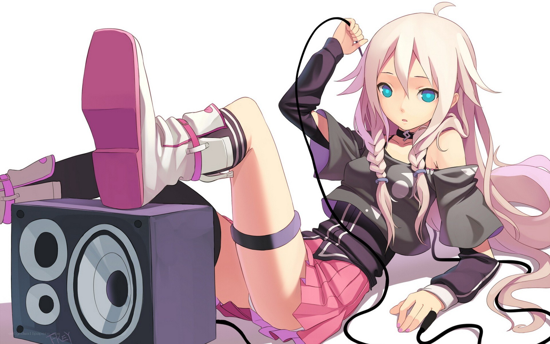 anime girl with speaker