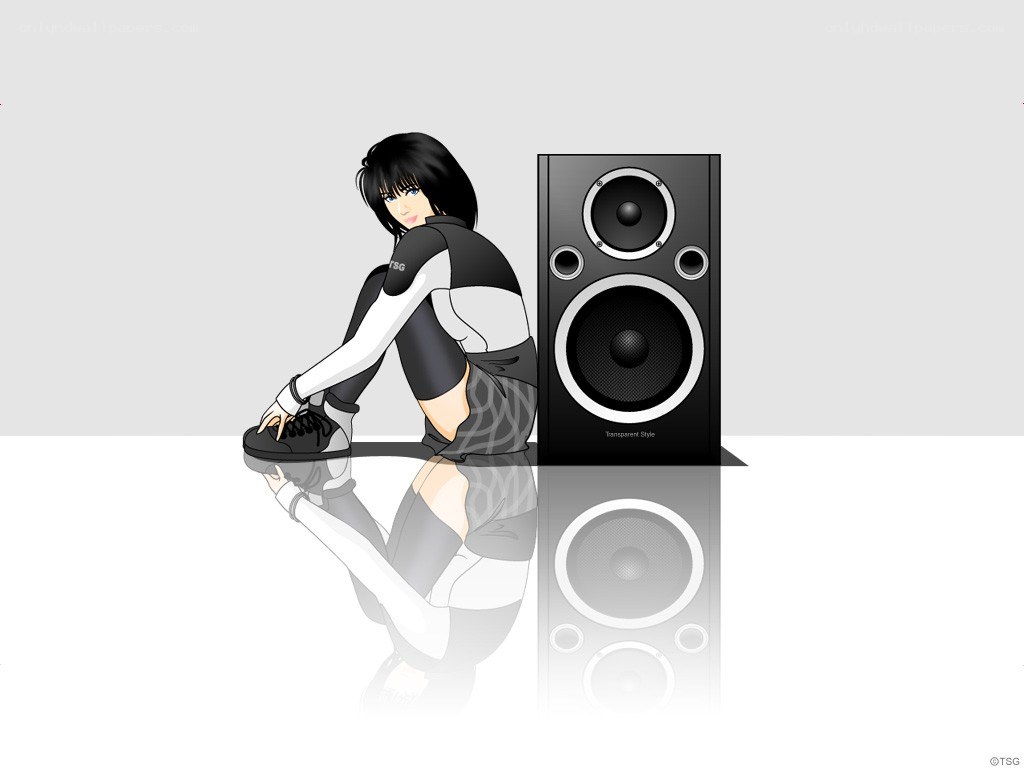 anime girl with speaker