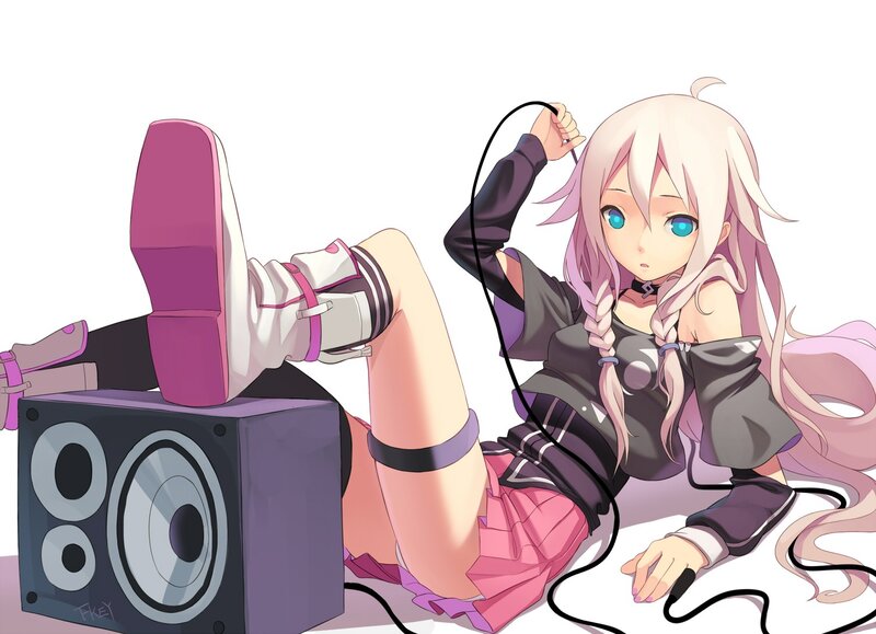 Anime Girl with Speaker — Pink, Relaxed