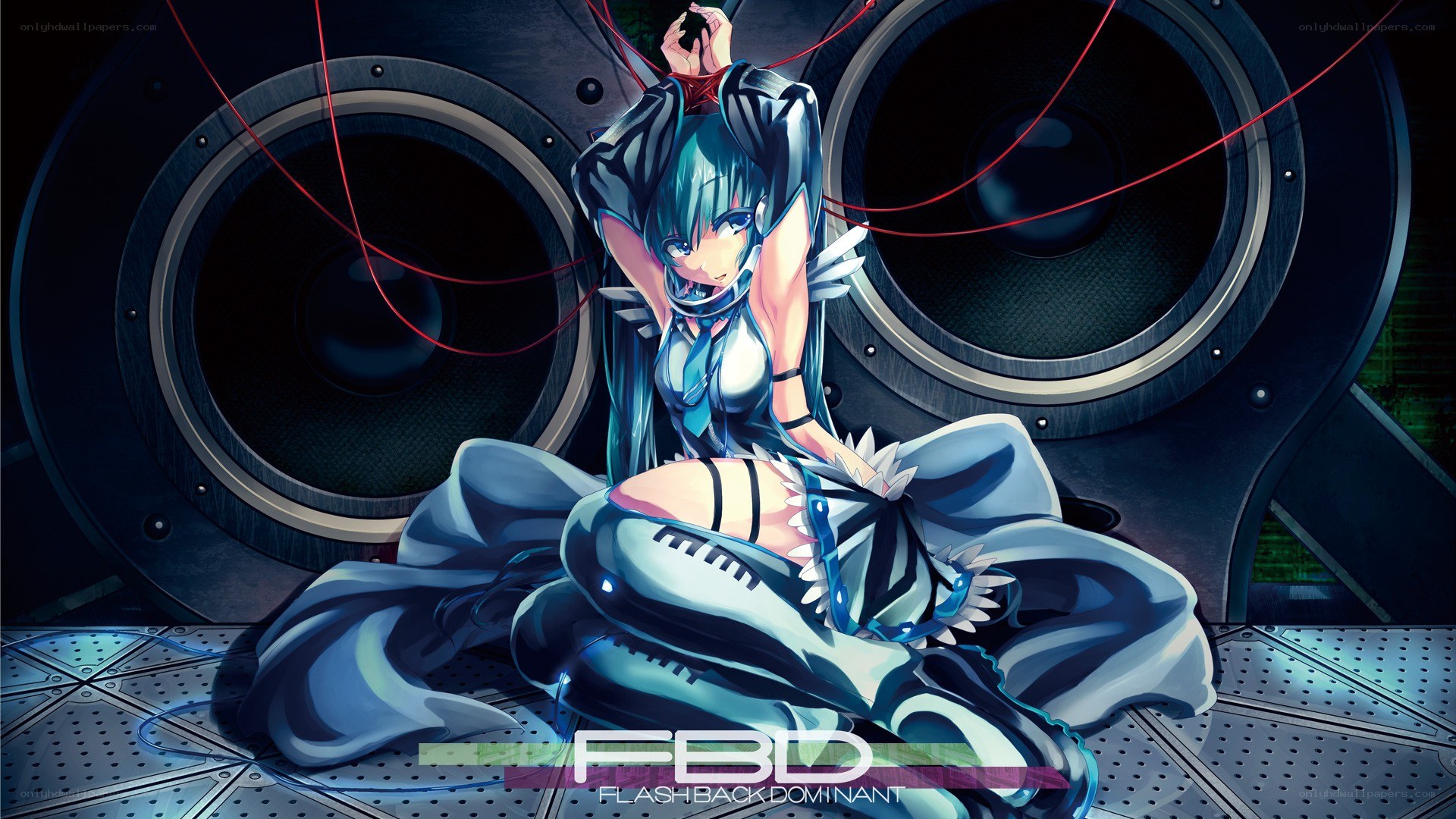 anime girl with speakers
