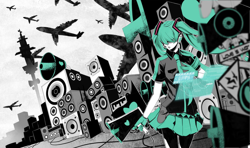 Anime Girl with Speakers — Black, Chaotic