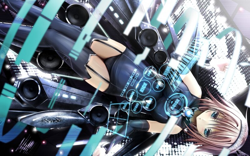 Anime Girl with Speakers — Black, Energetic