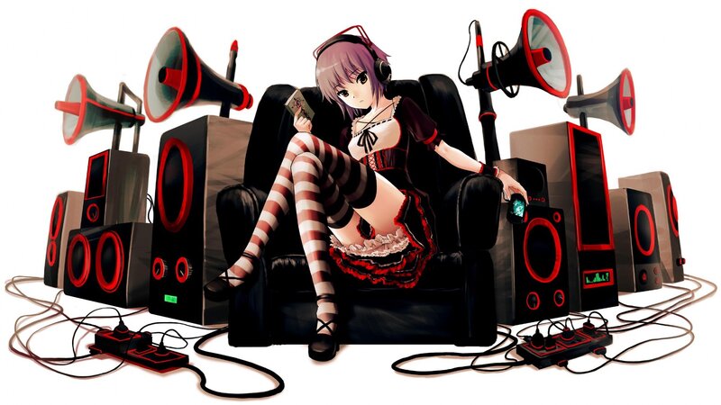Anime Girl with Speakers — Black