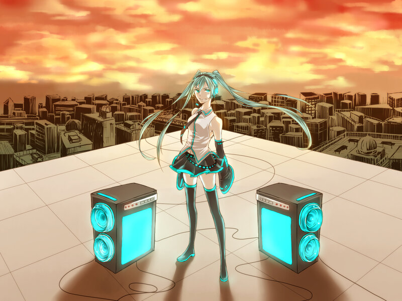 Anime Girl with Speakers — Orange