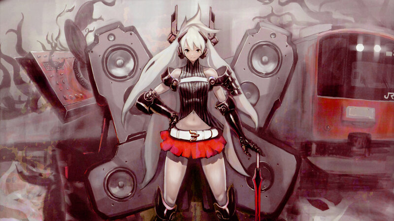 anime girl with speakers