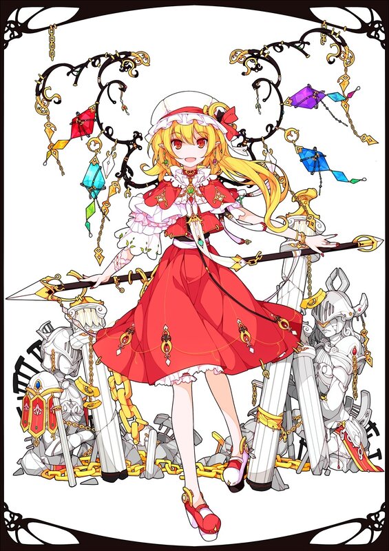 anime girl with spear and armor