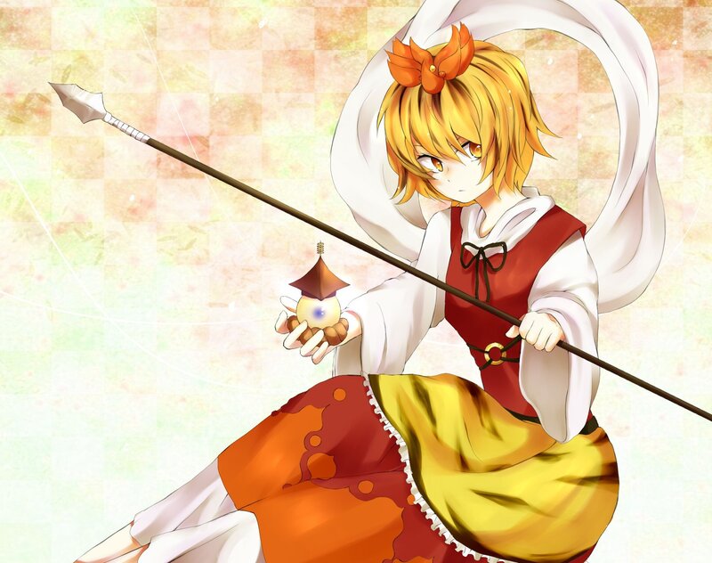 anime girl with spear and charm