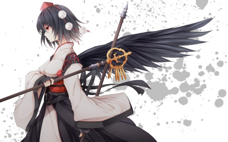 anime girl with spear and wings