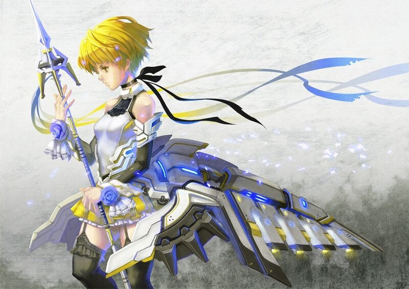 anime girl with spear and wings