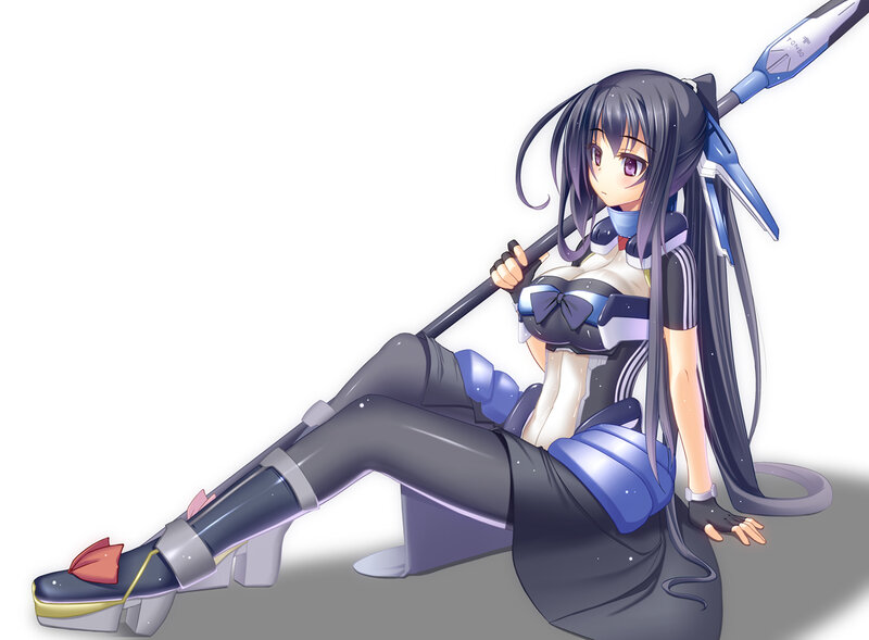 Anime Girl with Spear — Black, Calm