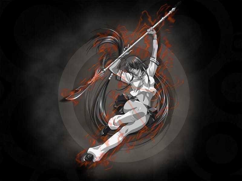 Anime Girl with Spear — Black, Dramatic, Manga