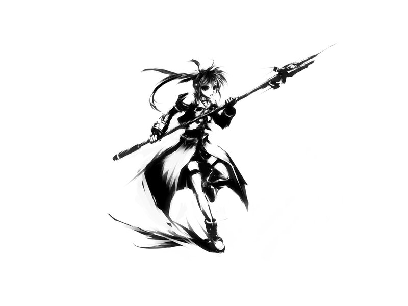 Anime Girl with Spear — Black, Dynamic, Manga