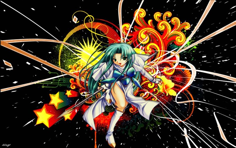 Anime Girl with Spear — Black, Dynamic