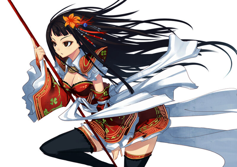 Anime Girl with Spear — Black