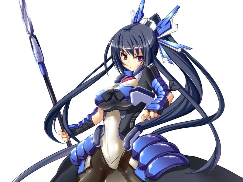 Anime Girl with Spear — Blue, Confident