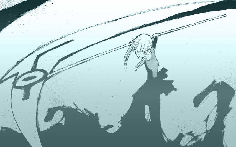 Anime Girl with Spear — Blue, Dramatic, Manga
