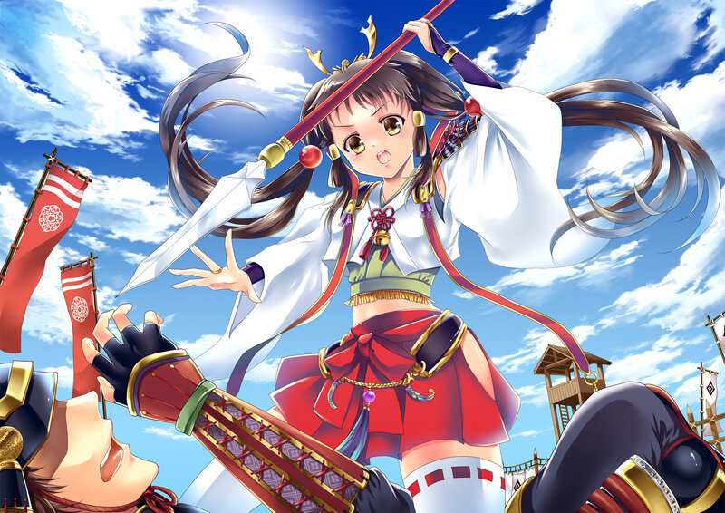 Anime Girl with Spear — Blue, Dramatic