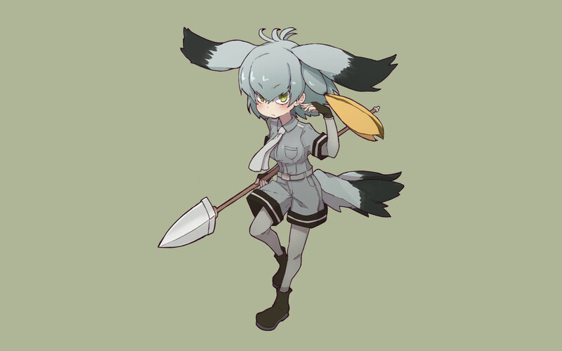 Anime Girl with Spear — Gray