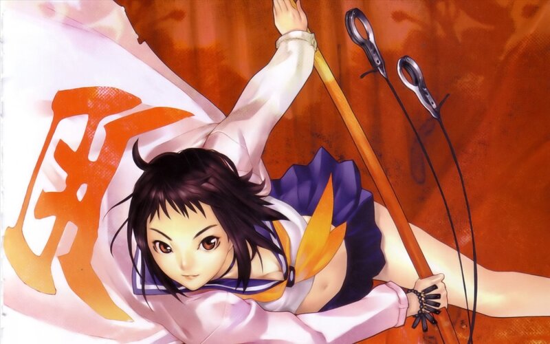 Anime Girl with Spear — Orange, Dramatic