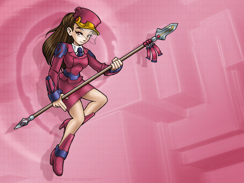 Anime Girl with Spear — Pink, Confident