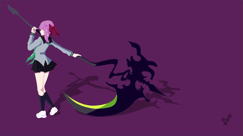 Anime Girl with Spear — Purple, Dramatic, Digital Art, Shadow