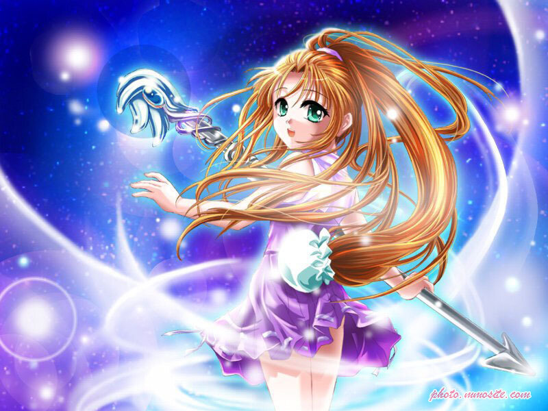 Anime Girl with Spear — Purple, Magical