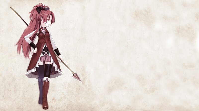 Anime Girl with Spear — Red, Calm