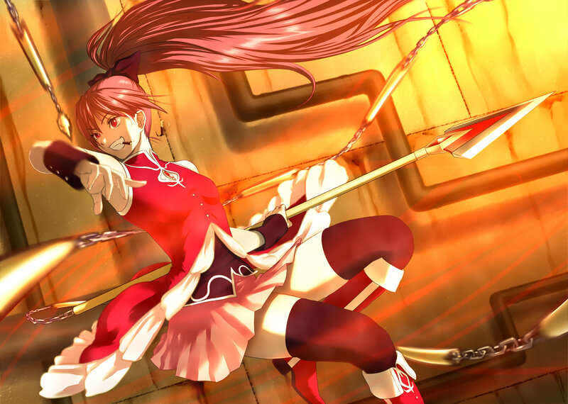 Anime Girl with Spear — Red