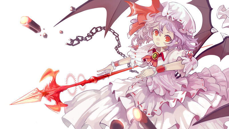 Anime Girl with Spear — White, Dramatic, Digital Art