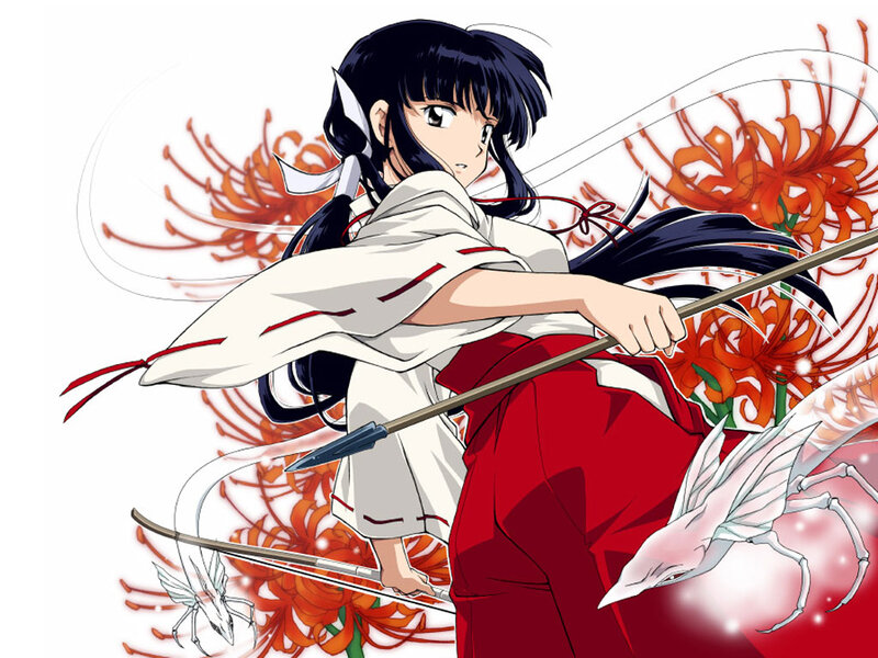 Anime Girl with Spear — White, Dramatic, Flowers