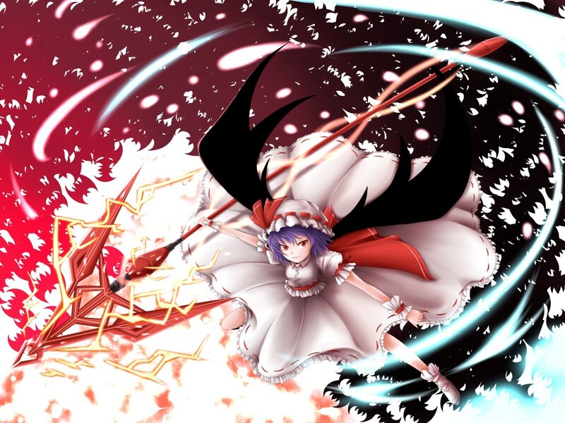 Anime Girl with Spear — White, Dramatic