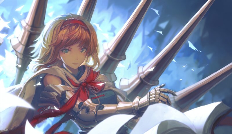 Anime Girl with Spears — Blue