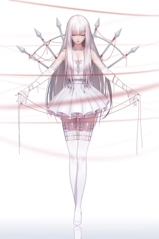 Anime Girl with Spears — White, Dramatic
