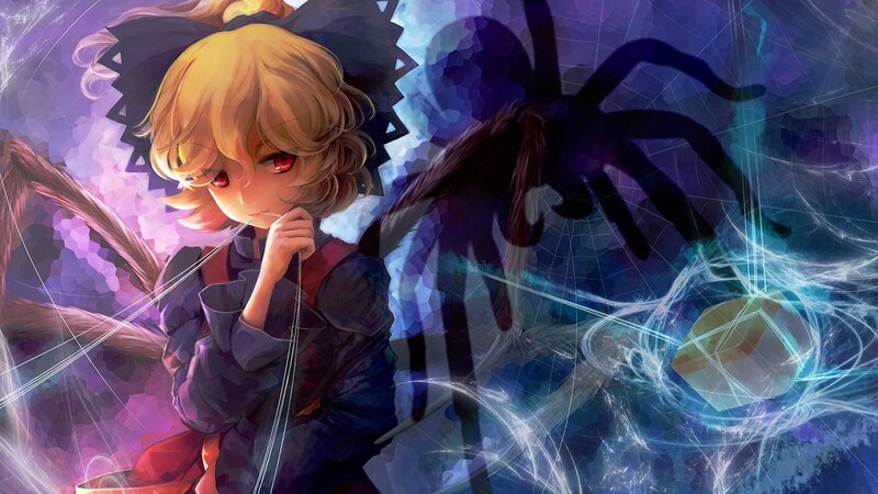 Anime girl with spider and web