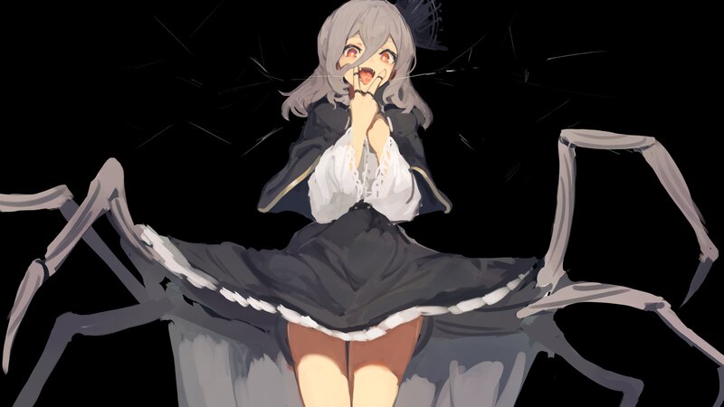 Anime Girl with Spider Legs — Black, Dramatic